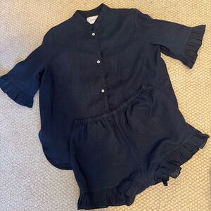Sleeper Navy Ruffle Shorts Set